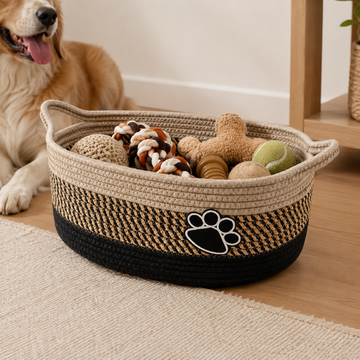 WovenPaw Dog Toy Basket