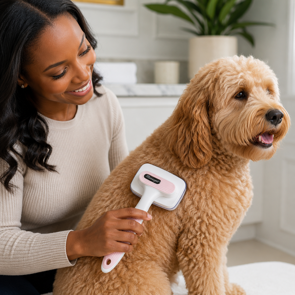LuxeShed Self-Cleaning Grooming Brush