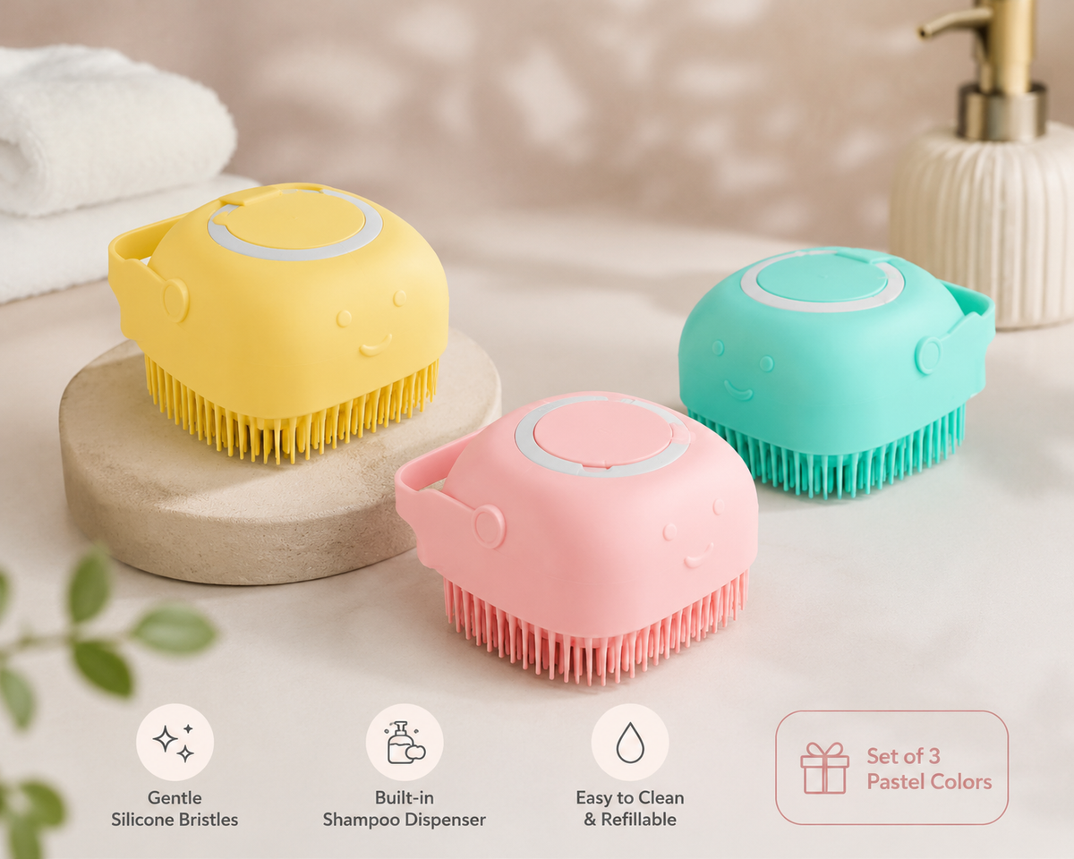 Shampoo-Dispensing Bath Brush for Dogs